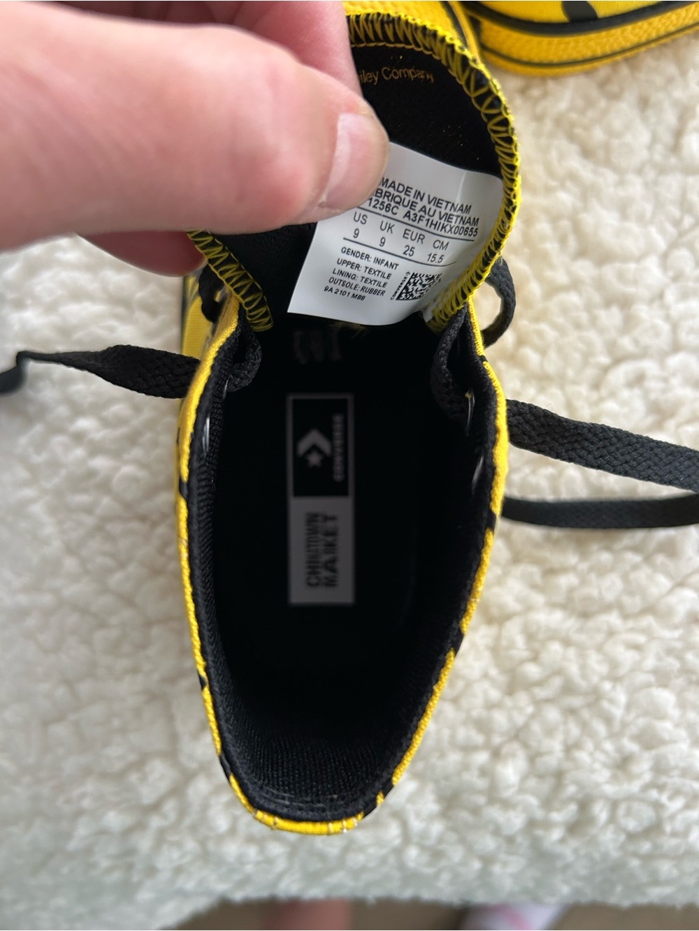 Converse x Chinatown Market CTAS Cyber Yellow Black High Top Smiley Sneaker Sz 9 - Picture 6 of 9